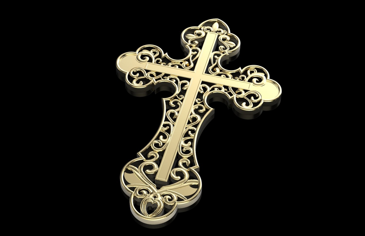 durchbrochen Kreuz Schmuck Religion religiös Christian cnc cncmachinig 3D druckbar Gold Silber 3D print model - Mito3D