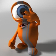 orange alien rigged monster cartoon character cyclop creature toon game fantasy cute 3d print model - Mito3D