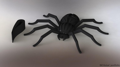 orb-weaver aranha pingente-broche pingente solidworks De impressão 3d skavius-portfólio broche 3d print model - Mito3D