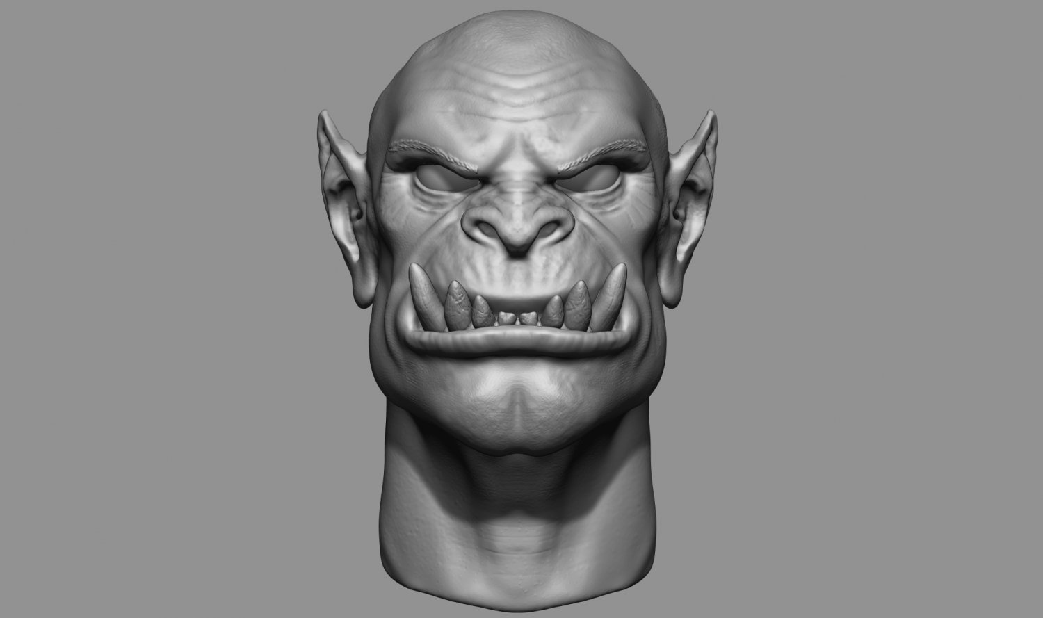 orc head characte creature face hell sculpture statue angry severe tough art fantasy monster evil warrior beast bust fangs 3D print model - Mito3D