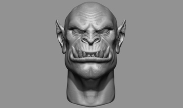 orc head characte creature face hell sculpture statue angry severe tough art fantasy monster evil warrior beast bust fangs 3d print model - Mito3D