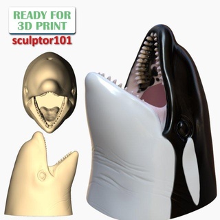 orca whale killer hollow pen holder 3d printable model decor 3d print model - Mito3D