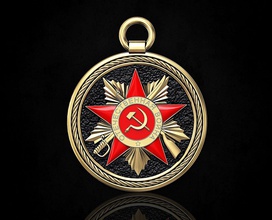 sipariş vatanseverlik Savaşı-kolye 3d yazdırılabilir kolye altın Gümüş platin kadınlar erkekler simge savaş savaşçı vatansever Rusya Rus Sovyetler sendika rozet logo kuyumcu 3d print model - Mito3D