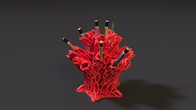 organizzatore di corallo il voronoi arredamento office fornitura la matita stand pen scrittura art 3d print model - Mito3D