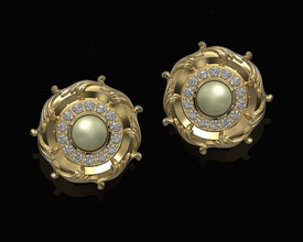 oriental earrings leaves 3d printable stl earring gold silver platinum sterling gems gemstone jewel women lever pearl stylish jewellry 3d print model - Mito3D