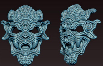 o estilo oriental máscara estilizado decorações 3d print model - Mito3D