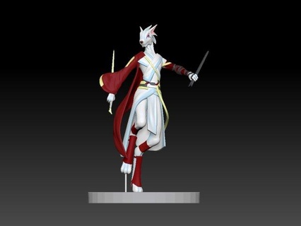 Original pelzig Schrei 3d drucken Modell Monster Kreaturen fuchs Kirin weiblich female figure Sinismus orientalisch 3d print model - Mito3D