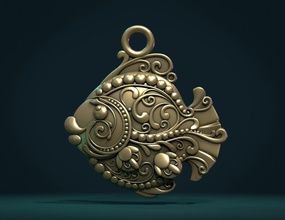 ornate fish 3d print model in pendants 3dexport charm decoration pendant jewelry scrolls cnc printable art 3d print model - Mito3D