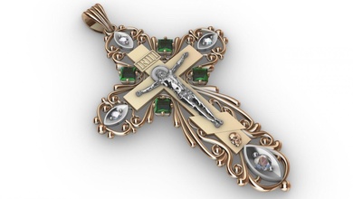orthodox cross 3d print model in pendants 3dexport savior saints 3dprinted design fashion gold golden jewel jewellery jewelry printabl printable printing prototyping silver 3d print model - Mito3D