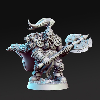 ortwayn miniaturas pronto to impressão 3d modelo in escultura 3dexport fantasia miniatura floresta machado urso pesado anão roupa saltar martelo guerra guerreiro armaduras arma assassino rnestudio senhor paladino dnd rpg 3d print model - Mito3D