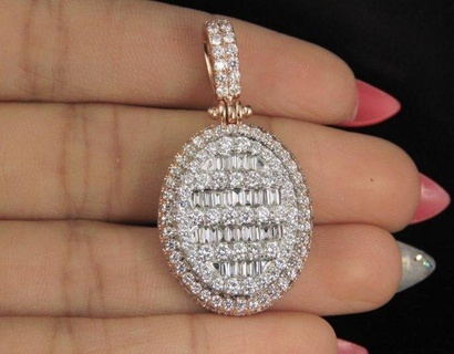 ovale diamante pendente ciondoli giro lusso cantante rap moda hiphop gioielleria collana pietra preziosa zaffiro elegante celebrità stile bling gemma urbano 3d print model - Mito3D