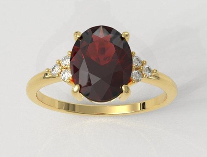 ovale gemme classique bague anneaux or bijoux paulorani mode moderne argent diamant imprimable printable ring classic jewelry oval gemstone diamond 3d print model - Mito3D