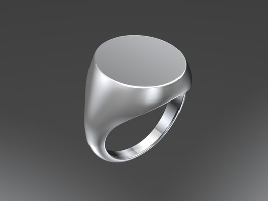 oval sinete anel base 3d impressão modelo in argolas 3dexport joalheria homens masculino plano prata ouro 3d print model - Mito3D