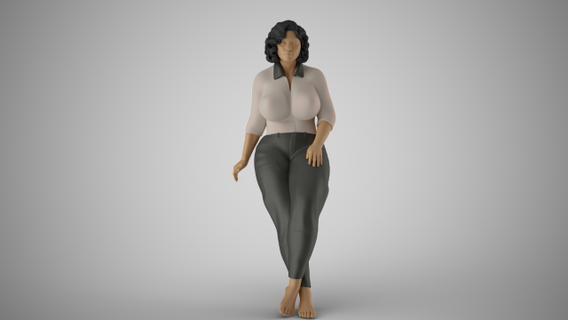 overweight woman leaning 3d print model beautiful beauty body female fresh girl green happy health natural palm perfect pretty shirt spring women young miniatures 3d print model - Mito3D
