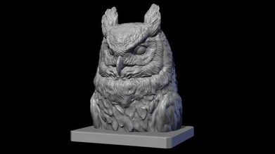 hibou tête owl3d cnc figurines animal oiseau miniatures imprimable buste jouet mouche 3d print model - Mito3D