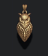 hibou pendentif 583 585 925 vêtements oiseau plume mouche voler or bijou bijoux nature argent zbrush Collier ol oul 3d print model - Mito3D