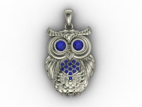 owl pendant diamond jewel jewellery jewelry matrix metal necklace pendants printable render rhino sculpting sculpture vray zbrush 3d print model - Mito3D