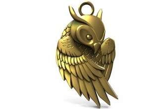 owl pendant 4 jewelry jewel art animal 3d print model - Mito3D