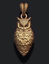 owl pendant 583 585 925 apparel bird feather featherbird fly fure gold jewel jewellery jewelry nature silver zbrush necklace ol oul 3d print model - Mito3D
