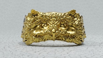 búho anillo joyería joya oro plata pájaro 3d print model - Mito3D