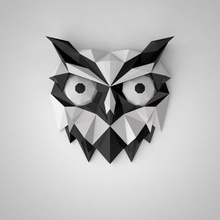 owls head 3d print model in sculpture 3dexport owl polygonal polygons art lowpoly low-poly cnc birds bird animal 3d print model - Mito3D