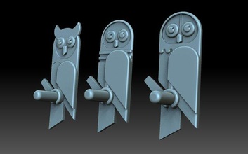 owls 3d print model in 3dexport owl bird birds hanger hangers housekeeper hook peg 3d print model - Mito3D