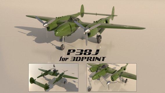 p38j 3dprint vehicle war ww2 wwii air aircraft printable printing stl fan 3d print model - Mito3D