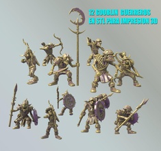 pacco de 12 gooblin guerrieri en stl 3d stampa modello in sci fi 3dexport warhammer gameworkshop orchi troll zbrush impressione gratuito gratis 3d print model - Mito3D