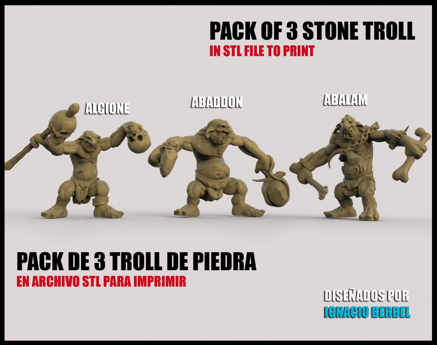 pack 3 troll piedra unicos stl modelos3d modelosstl zbrush stlprinter imprimirstl trollstl troll3d trollimprimir trolldepiedra trollstone archivosstl archivos3d archivosimprimir personajesstl personajes3d warhammer atölye 3D print model - Mito3D