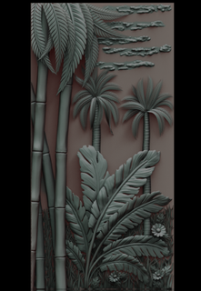 painting palm trees cnc 3d print model sky grass flowers landscape nature bamboo forest tropics panorama recreation leaves bushes 3d print model - Mito3D