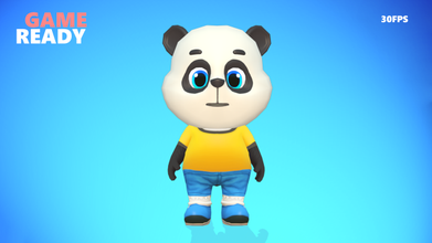 panda bär animiert manipulierten 3d modell 3dexport grizzly teddy wild dschungel zoo karikatur charakter baby niedlich spiel lauf chibi lowpoly zweibeiner einheit humanoid 3d print model - Mito3D