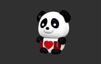 panda ours porte clés libre 3d impression modèle in 3dexport mignonne animal cadeau l'amour dessin animé toon 3dprinting 3d print model - Mito3D
