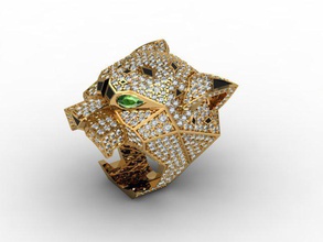 pantere ring cad diamond Edelsteine gold Juwel Schmuck jewelss puma rhino Ringe rino Silber solide stl Stein tiger unisex universal 3d print model - Mito3D