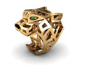 pantere anel 3d impressão modelo in argolas 3dexport 3dm diamante joias ouro jóia jóias joalheria homem puma rinoceronte rino escapar sólido stl pedra tigre unissex 3d print model - Mito3D