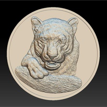 panther - Medaille relief 2019 Tier die Erleichterung medalion cat predator Münze Geld 3d print model - Mito3D