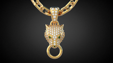 panter değerli taş kolye p13 3d yazdır model in 3dexport küpe puma panthera altın elmas yazdırılabilir mücevher gümüş takı platin lüks parlak düğün aksesuar zincir 3d print model - Mito3D