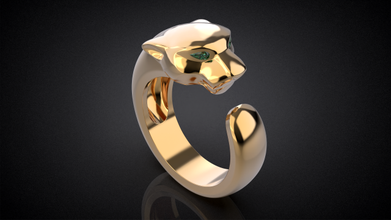 panther edelstein ring r22 3d drucken modell ringe 3dexport gold schmuck puma panthera hochzeit engagement anhänger halskette silber juwel brillant diamant tiger armband luxus platin mode 3d print model - Mito3D