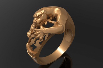 pantera anillo 3d impresión modelo in anillos 3dexport gratis oro plata platino arete colgante pendiente pulsera joya joyería boda hombres mujer 3d print model - Mito3D