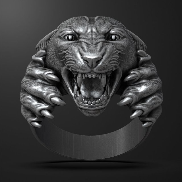 panther ring rings jewelry cat lion jaguar leopard gold 3D print model - Mito3D