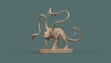pantera si intrufola 3d rabbia aggressione animale selvaggio finzione fantasia tentacoli puma miniature 3d print model - Mito3D