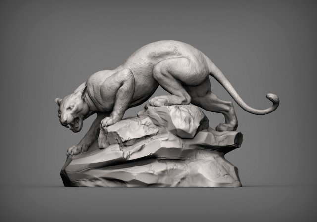 panther on stone 3d print model in sculpture 3dexport nature mammal animal pet statuette souvenir sculpt sculptures statue printable jungle wild cat puma 3D print model - Mito3D