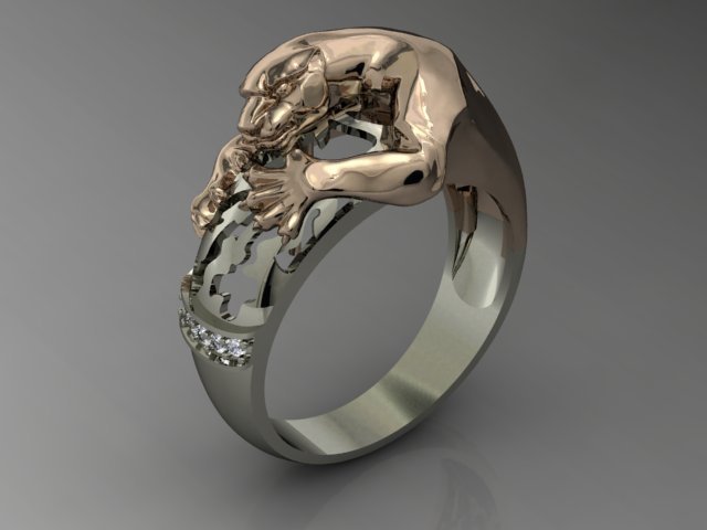 panthera anel 3d impressão modelo in argolas 3dexport gema jóia jóias joalheria magerit pantera panthere imprimível puma solidscape zbrush 3D print model - Mito3D