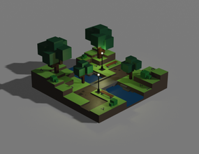 park scene poly low-poly 3d print model - Mito3D