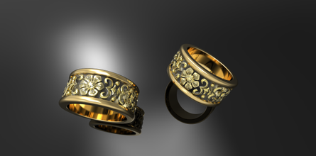 patterned ring 1 engagement seal gold silver plastic pattern finger 3d print model - Mito3D