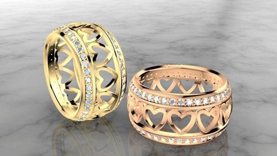 motifs femmes bague modèle 3 bijoux or imprimable argent diamant bijou gemme platine mode prototypage doigt éternité anneaux 3d print model - Mito3D