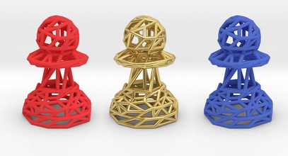 pion les échecs ensemble des morceaux 3d d'impression le morceau unique géométriques modèles imprimée la géométrie designtech architectes mamunur rashid paramétrique de conception xeebone 3d print model - Mito3D