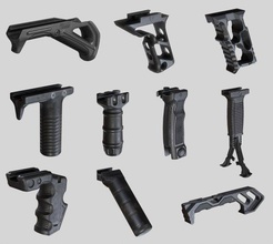pbr tactical grips pack pack weapon war gun military  poly lowpoly pbr frontgrip grip weapons attachment gameready texture gameasset assets tactical ar15 collection