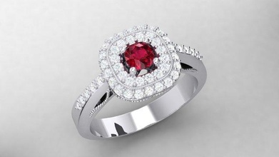 pdi 119 bijoux bijou bague mode diamant rubis or argent platine impression prototypage stl obj gemme 3d print model - Mito3D