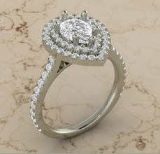 Birne geformt Heiligenschein Diamant Ring Hochzeit Engagement Schönheit Frau Mode Gold Silber Diamanten Edelsteine Mädchen einzigartig 3d print model - Mito3D