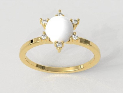 pearl classic ring  rings ring rings gold gold-ring jewelry jewelry-rings pauloranieri trendy fashion modern silver pearl pearl-ring classic-ring pearl-classic-ring pearl-jewelry diamond diamond-ring printable printable-ring  3d print model - Mito3D